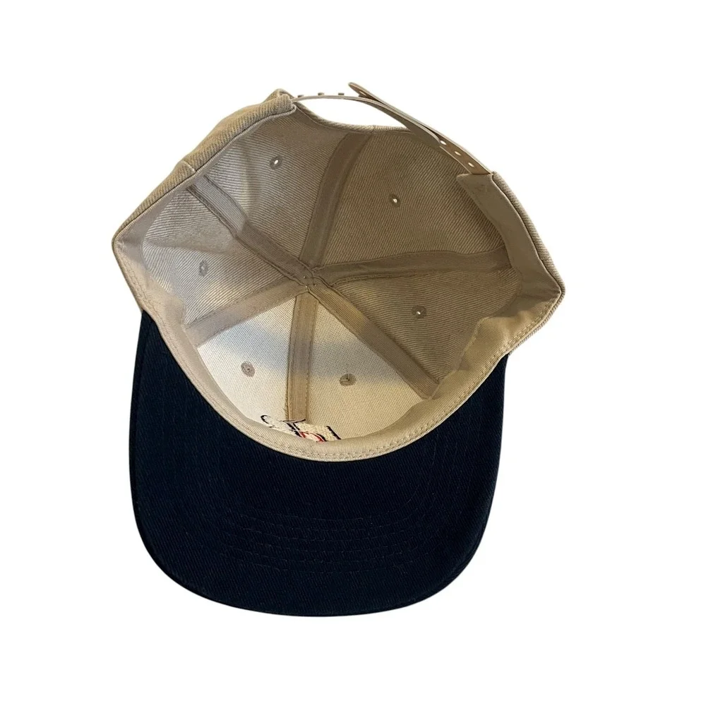 Vintage Colorado FB Farm Bureau Logo Snapback Hat Tan Blue Retro Flat Brim Cap